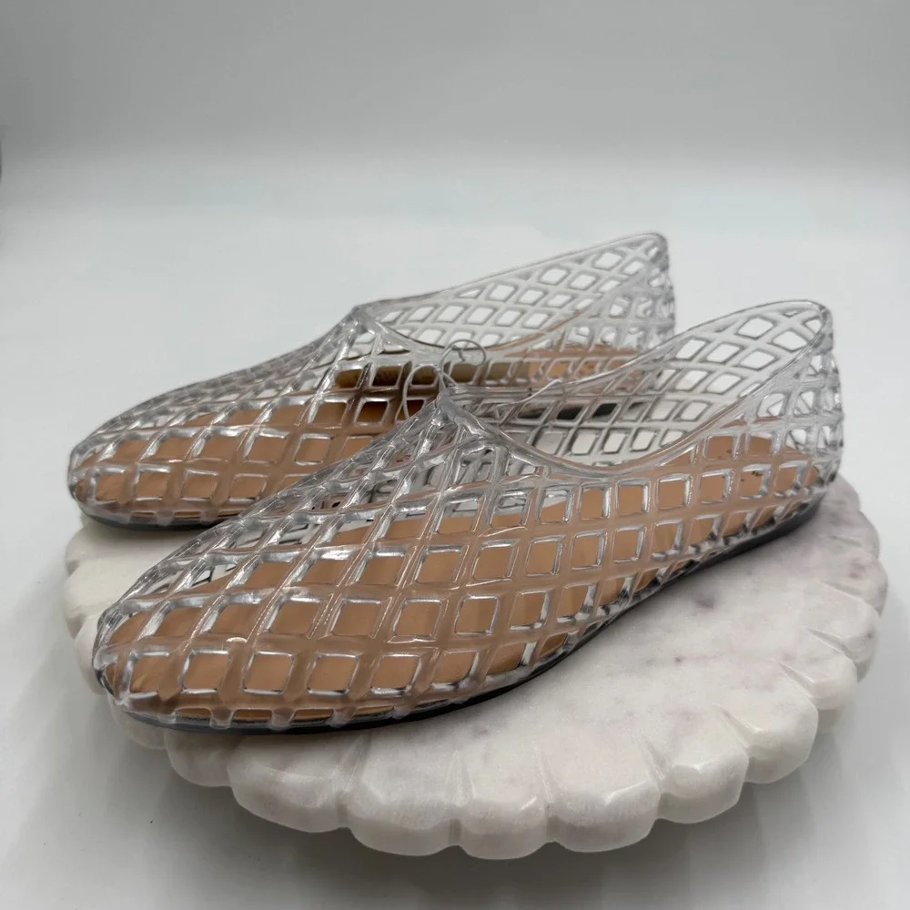 A New Day clear Lattice Jelly Flats Womens Size 8 Cage Slip On Summer Shoes